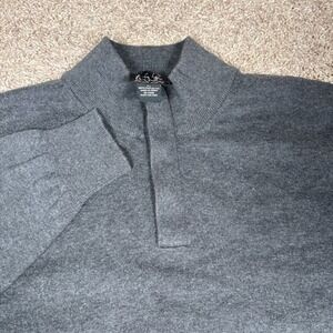 Jos A Bank Mens Gray 100% Pima Cotton 1/4 Button Pullover Sweater XL